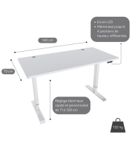 Bureau assis debout électrique 14070 cm - Plateau Gris foncé / Pieds Argent