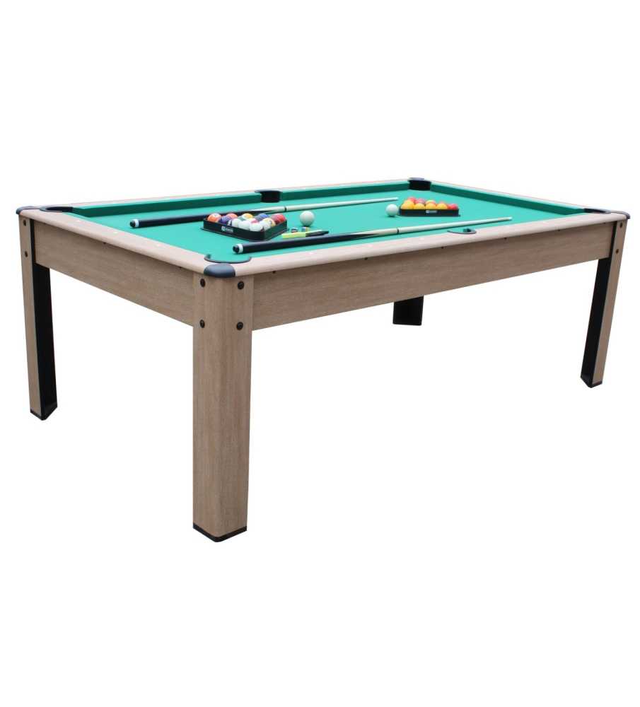 Billard convertible couleur bois Chêne 226 x 126cm - Ambiance