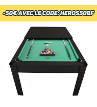 Billard américain convertible 226 x 126 x 80 cm - Ambiance Noir