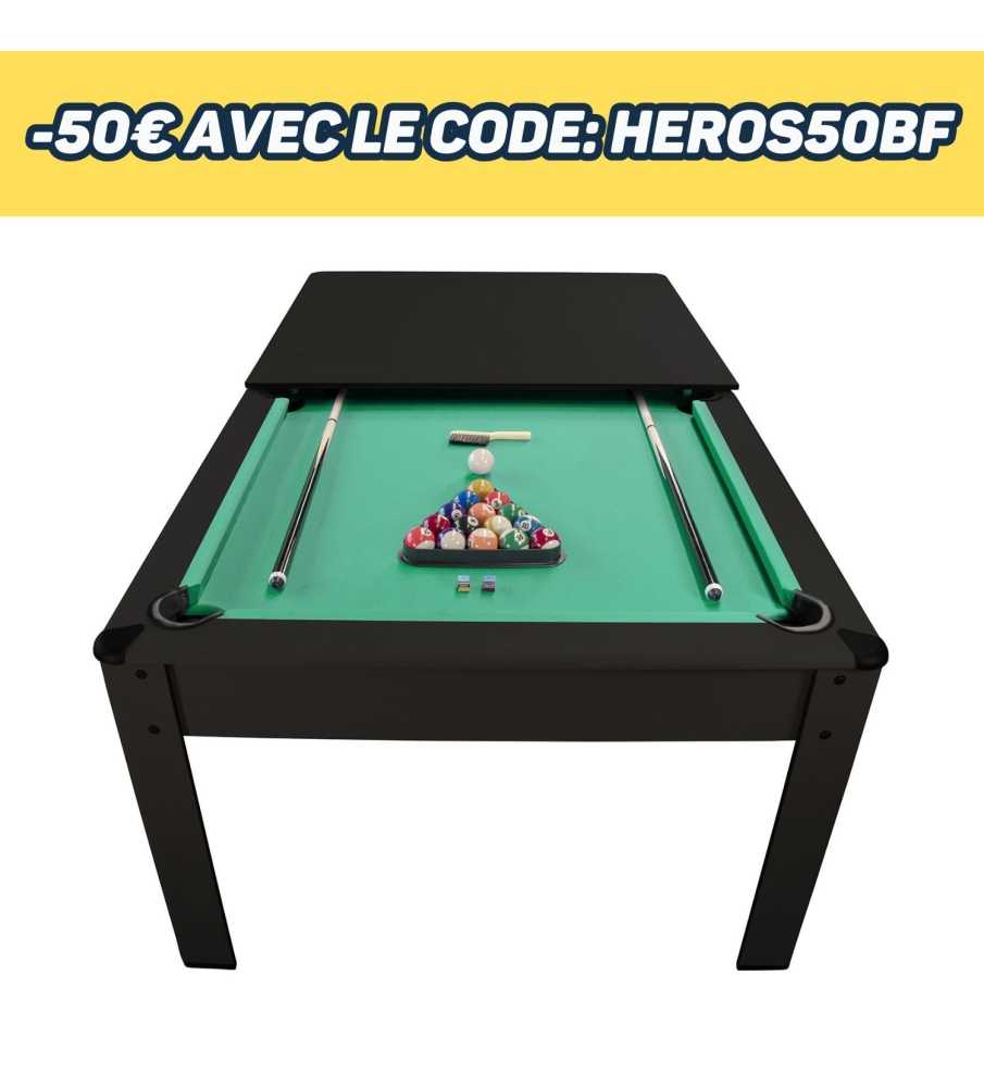 Billard américain convertible 226 x 126 x 80 cm - Ambiance Noir