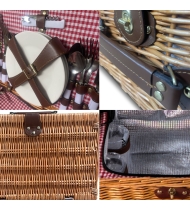 Set de pique-nique complet 4 personnes en osier naturel avec sac isotherme inclus