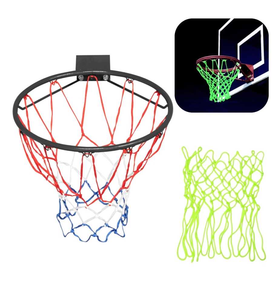 Pack arceau de basket noir (45 cm) et filet phosphorescent inclus