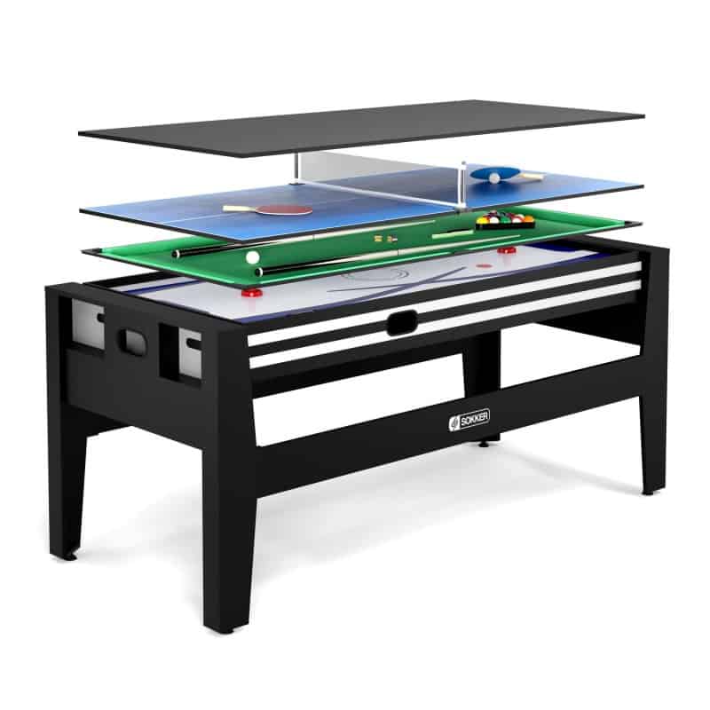 Table multi-jeux 4 en 1 (Air Hockey, Billard, Ping pong, Plateau) - SOKKER - Gladiateur