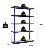 Etagère Charges Lourdes -180x120x40cm Bleu