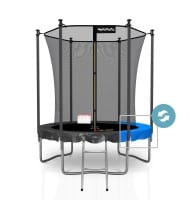 Trampoline de Jardin Classique avec filet de sécruité intérieur, Tapis de Saut, Echelle et Matelas Réversible Bleu/Noir