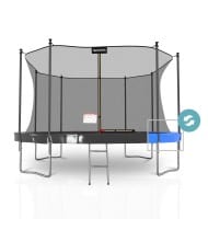 Trampoline de Jardin Classique avec filet de sécruité intérieur, Tapis de Saut, Echelle et Matelas Réversible Bleu/Noir