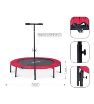 Trampoline fitness pliable 120 cm poignée réglable en hauteur en forme de T