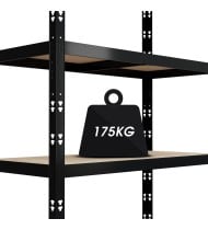 Étagères de rangement polyvalentes en métal - Charges Lourdes (lot de 2) - 180x90x40cm - Noir