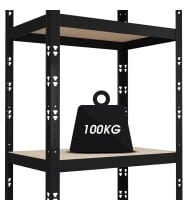 Étagère de rangement polyvalente en métal - Charges Lourdes - 180x60x40cm - Noir