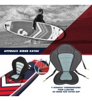 Paddle gonflable AMBITION 10'4 30'' 6'' (315x76x15 cm) avec pagaie, leash, pompe, anneaux de kayak et sac de transport