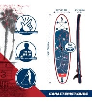 Paddle gonflable PUNGA 10'8 - 325 x 81 x 15 cm - Stand Up Paddle avec pagaie, leash, pompe et sac de transport