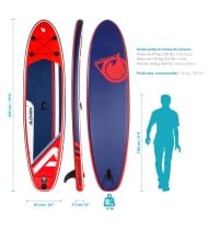 Stand up Paddle Gonflable 10'8 - EXPLORER ADRN 10'8 32'' 6'' (325x81x15cm) - avec Pompe, Pagaie, Leash et Sac de transport