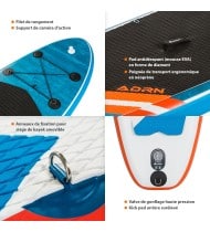 Stand up Paddle Gonflable 10'6 - LINER ADRN 10'6 30'' 6'' (320x76x15) - avec Pompe, Pagaie, Leash et Sac de transport