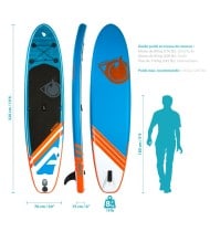 Stand up Paddle Gonflable 10'6 - LINER ADRN 10'6 30'' 6'' (320x76x15) - avec Pompe, Pagaie, Leash et Sac de transport