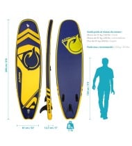 Stand up Paddle Gonflable 9'8 - PLAYER ADRN 9'8 32'' 5'' (295x81x13cm) - avec Pompe, Pagaie, Leash et Sac de transport