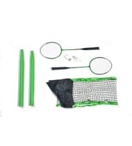 Set de Badminton complet avec filet 295 x 38 x 154 cm, raquettes, volants et étui de rangement Vert