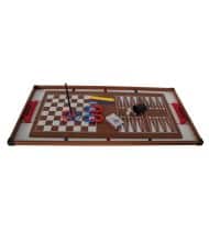 Plateaux Multi-jeux, 14 jeux : Ping Pong, Air Hockey, Bowling, Echec, Mikado, Back Gammon 97 x 49 x 3 cm