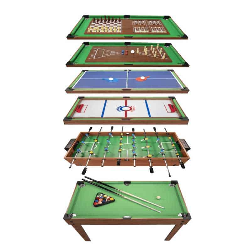 Table multi-jeux 20 en 1 sur Pied, Multifonction avec Plateaux Modulables et Accessoires pour 20 jeux différents, 122x61x84 cm