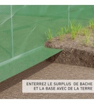 Serre de Jardin Tunnel 12m² - bache armée - avec fenêtres latérales et porte zipée Surface