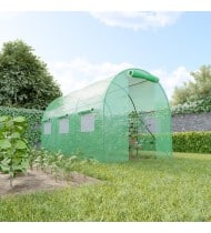 Serre de Jardin Tunnel 7m² - bache armée - avec fenêtres latérales et porte zipée Surface