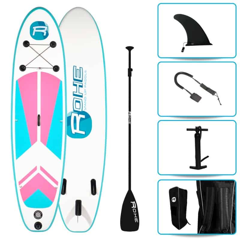 Pack Stand Up Paddle Gonflable 9'9 - INDIANA PINK ROHE 9'9" 30'' 5'' (297x76x12,7cm) - avec accessoires