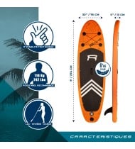 Pack Stand Up Paddle Gonflable 9'0 - Havane 2 ROHE 9' x 30" x 5" (274x76x13 cm) - avec accessoires