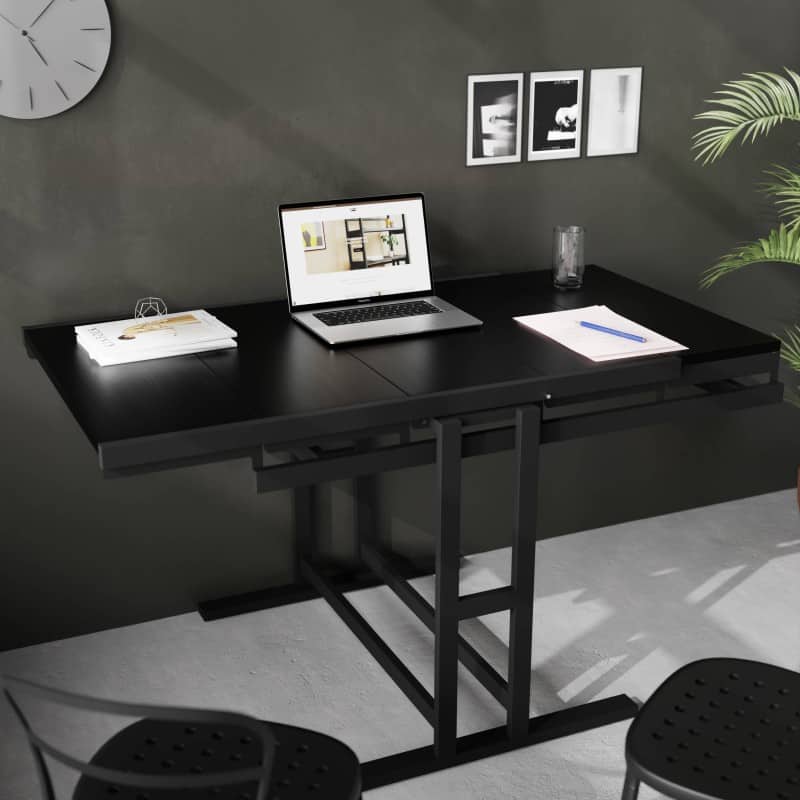 Table convertible en étagère MDF - 120 cm - noir