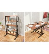 Table convertible en étagère MDF - 120 cm - brun