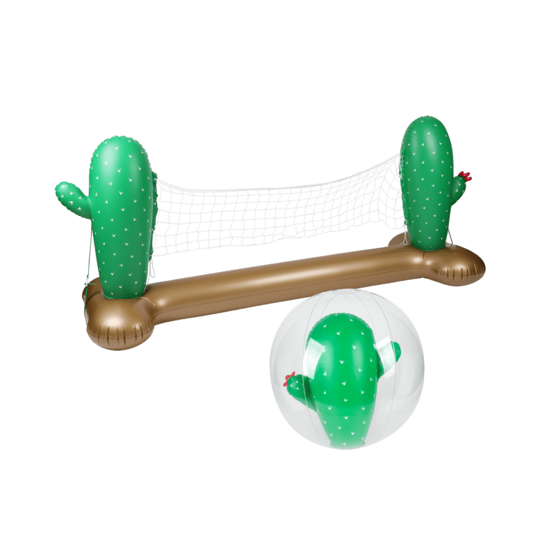 Filet de volley Gonflable et Flottant + Ballon Gonflable pour Piscine & Plage - Pack Sport Cactus