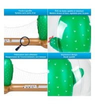 Filet de volley Gonflable et Flottant + Ballon Gonflable pour Piscine & Plage - Pack Sport Cactus
