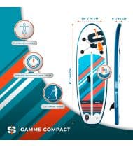 Pack Stand Up Paddle gonflable COMPACT Junior 8'0 -Simple Paddle