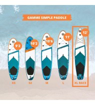 Pack Stand Up Paddle gonflable Race 12' - Simple Paddle