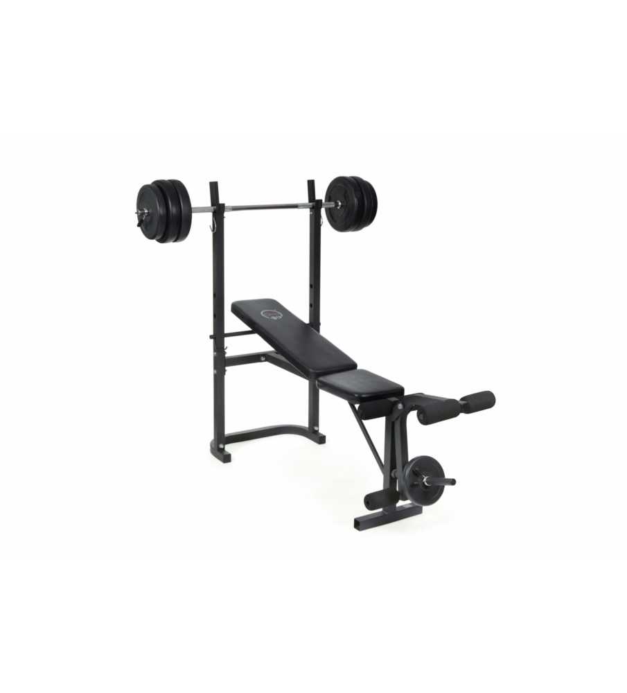 Banc de musculation avec barre + poids 20 Kg inclus - O'Fitness - Idéal pour une activité physique à la maison