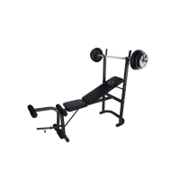 Banc de musculation avec barre + poids 20 Kg inclus - O'Fitness - Idéal pour une activité physique à la maison