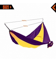 Hamac de camping en toile 1 place - O'Camp - Jaune et violet - Dimensions 270 x 130 cm