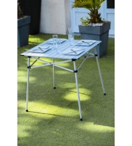 Table à lattes de camping - O'Camp - Housse de transport inclus - Dimensions : 70 x 70 x 70 cm