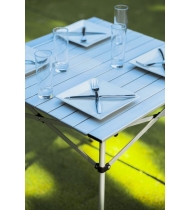 Table à lattes de camping - O'Camp - Housse de transport inclus - Dimensions : 70 x 70 x 70 cm