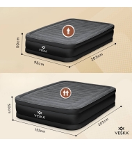 Matelas gonflable 2 places avec pompe électrique intégré - Beige