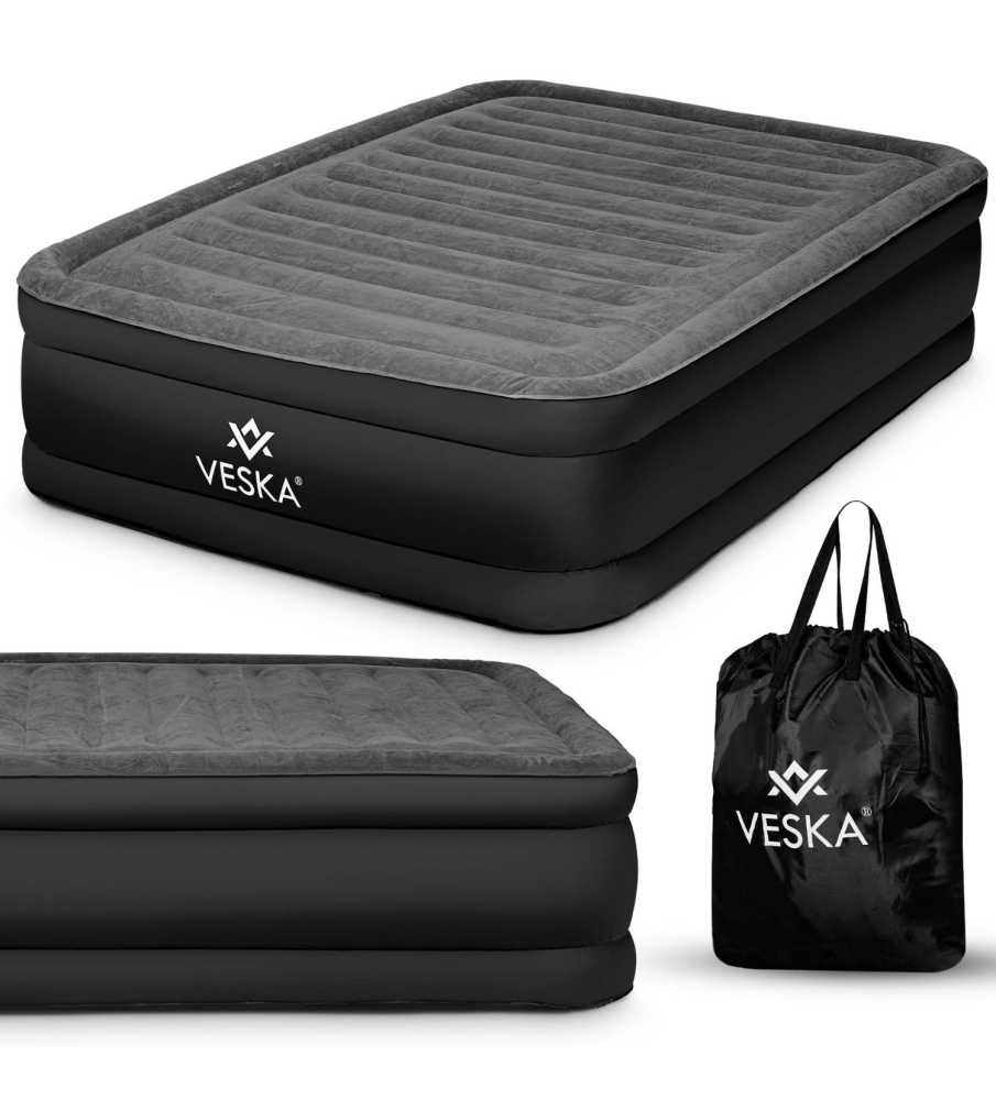 Matelas gonflable 1 place avec pompe électrique intégré - Gris