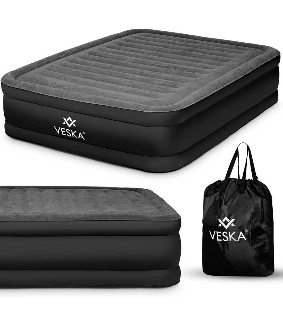 Matelas gonflable 2 places avec pompe électrique intégré- Gris