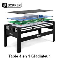 Table Multi Jeux rotative 4 en 1 – Billard, Hockey, Ping Pong, Table